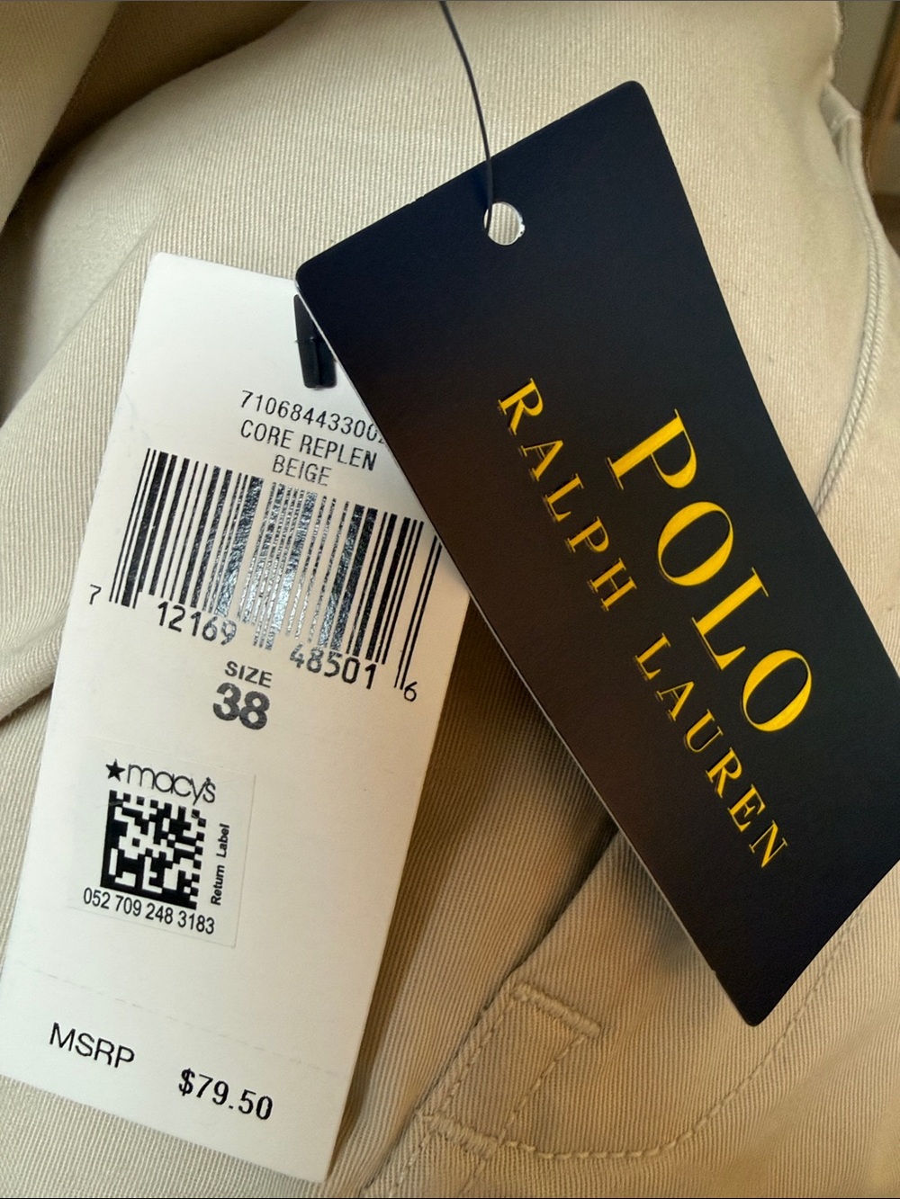 Polo by Ralph Lauren Men's Khaki Flat Front Chino Shorts - Picture 8 of 8